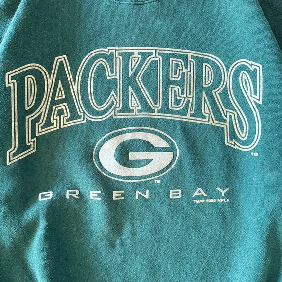 Vintage Logo 7 Green Bay Packers Green Crewneck Sweatshirt 1996 Size XL - Picture 4 of 8